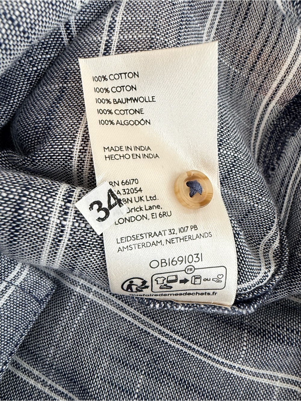 Pilcro Blue and White Striped Ruffle-Collar Button Down Top (Anthropologie) - Picture 6 of 7